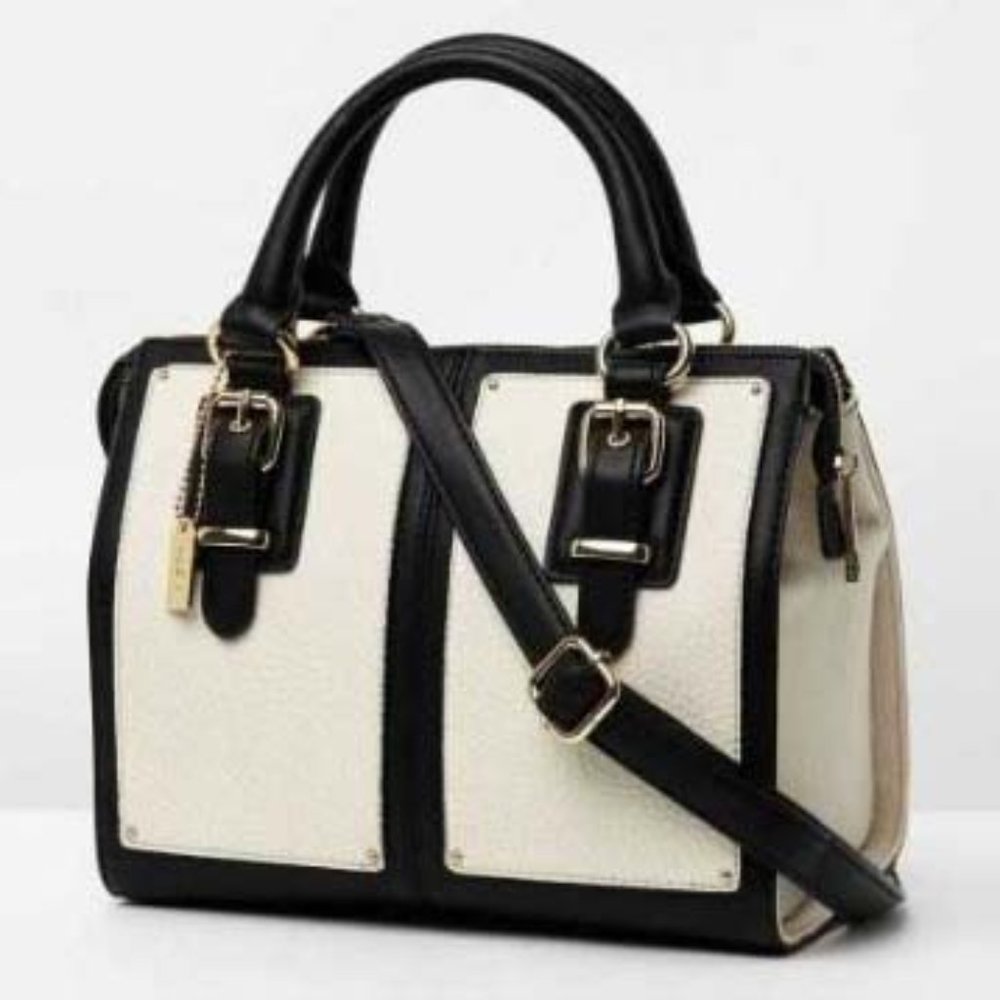 Off White / Black Aldo Purse Tote Modern
